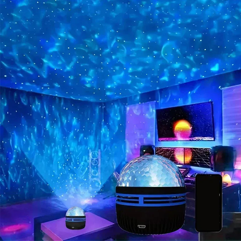AuroraFlux Northern Lights Projector – RGB Mood Light with Music Sync & Remote Control