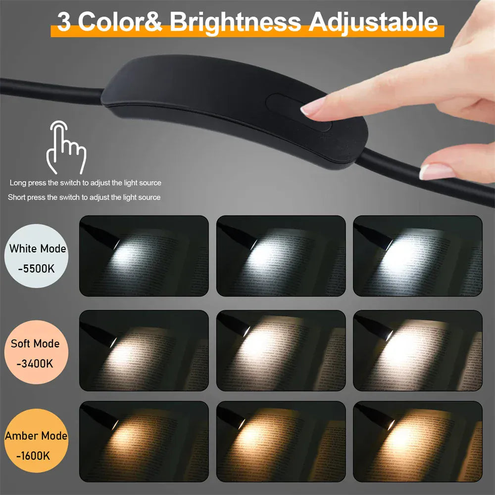 FlexiGlow LED Neck Lamp – USB Rechargeable, 3 Light Colours & Stepless Dimmable