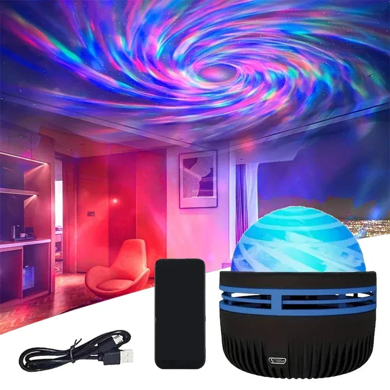 AuroraFlux Northern Lights Projector – RGB Mood Light with Music Sync & Remote Control