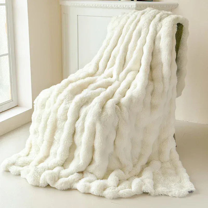 VeloraSoft Plush Blanket – Double-Layer Extra Thick Faux Rabbit Fur Throw