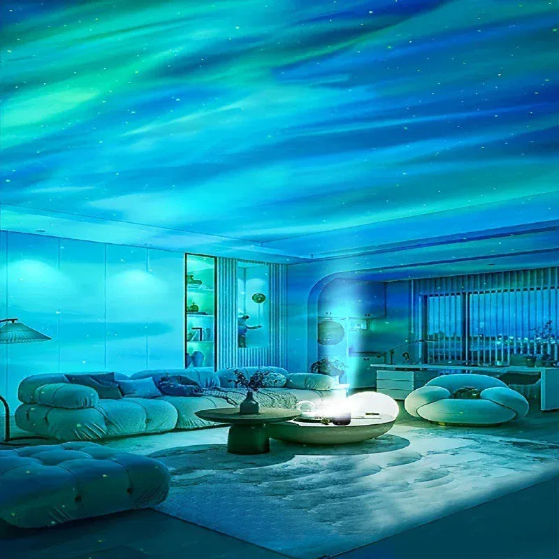 AuroraFlux Northern Lights Projector – RGB Mood Light with Music Sync & Remote Control