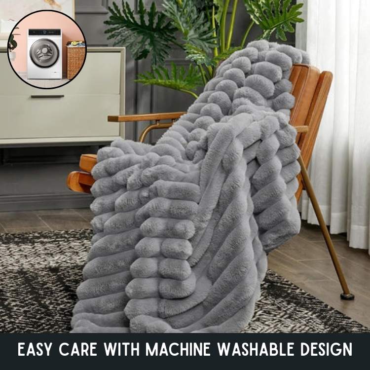 CloudStripe Faux Fur Weighted Blanket - Blanket - Wild Eye Vision