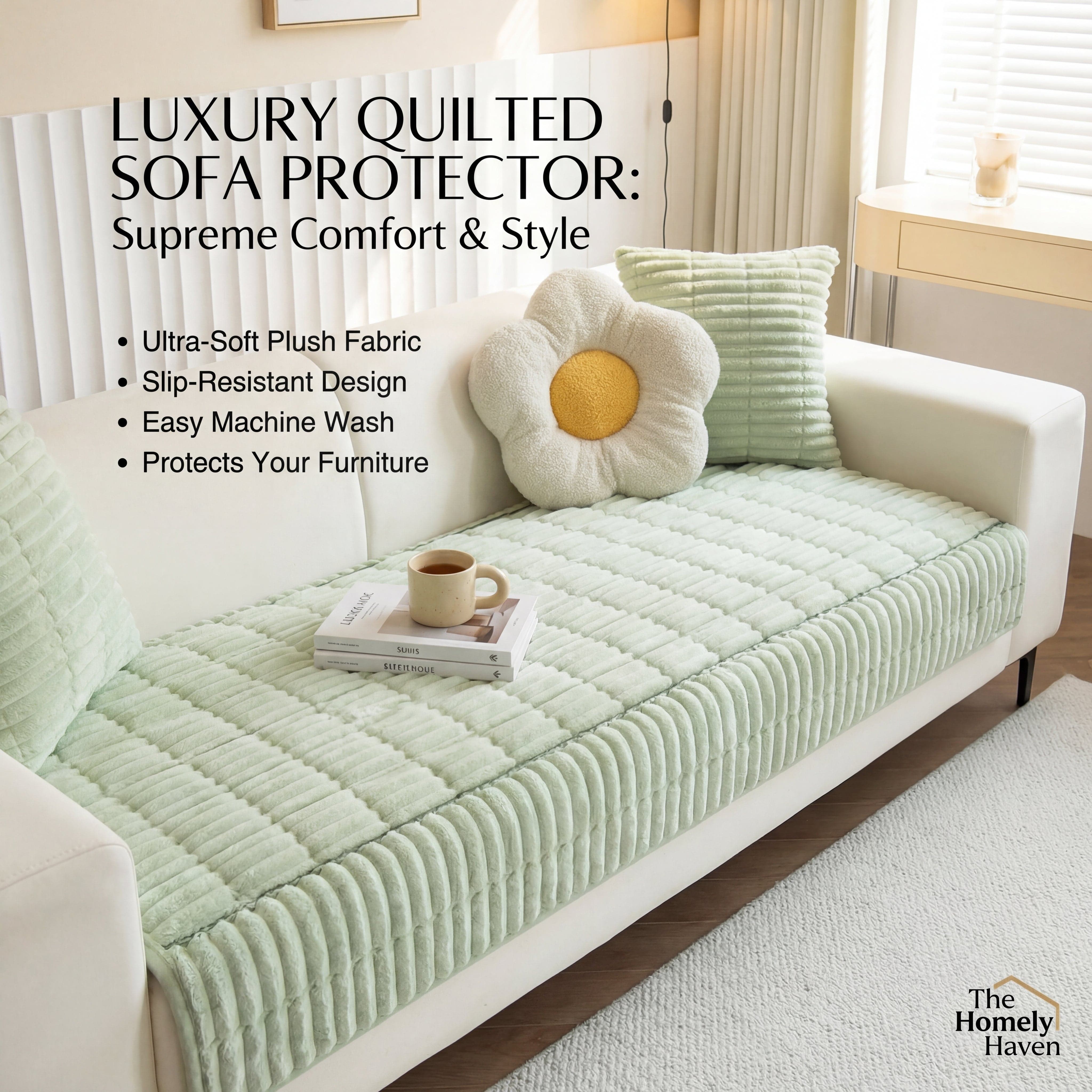 CozyRidge | Plush Pleated Edges Sofa Cover