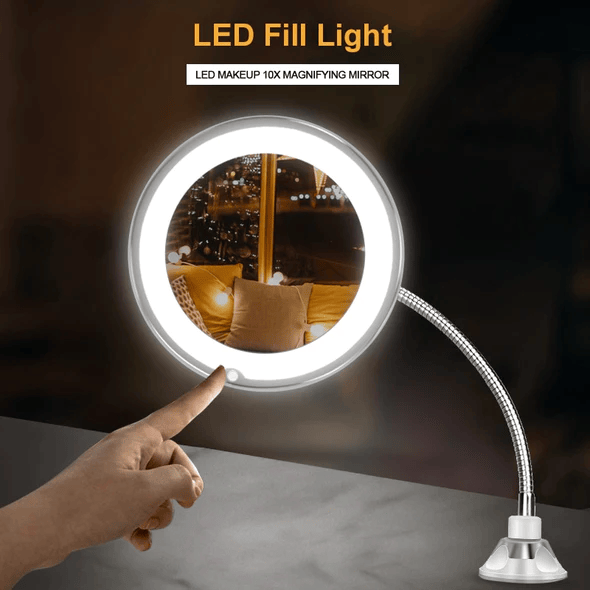 GlowFlex | 10X Magnifying LED Lighted Flexible Mirror