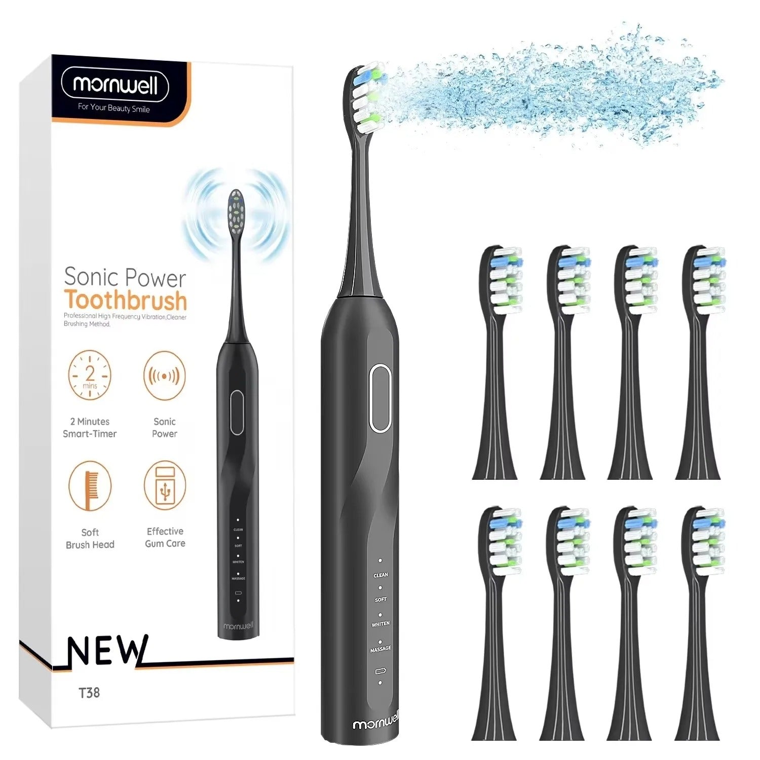 Rechargeable Sonic Electric Toothbrush with 8 Brush Heads