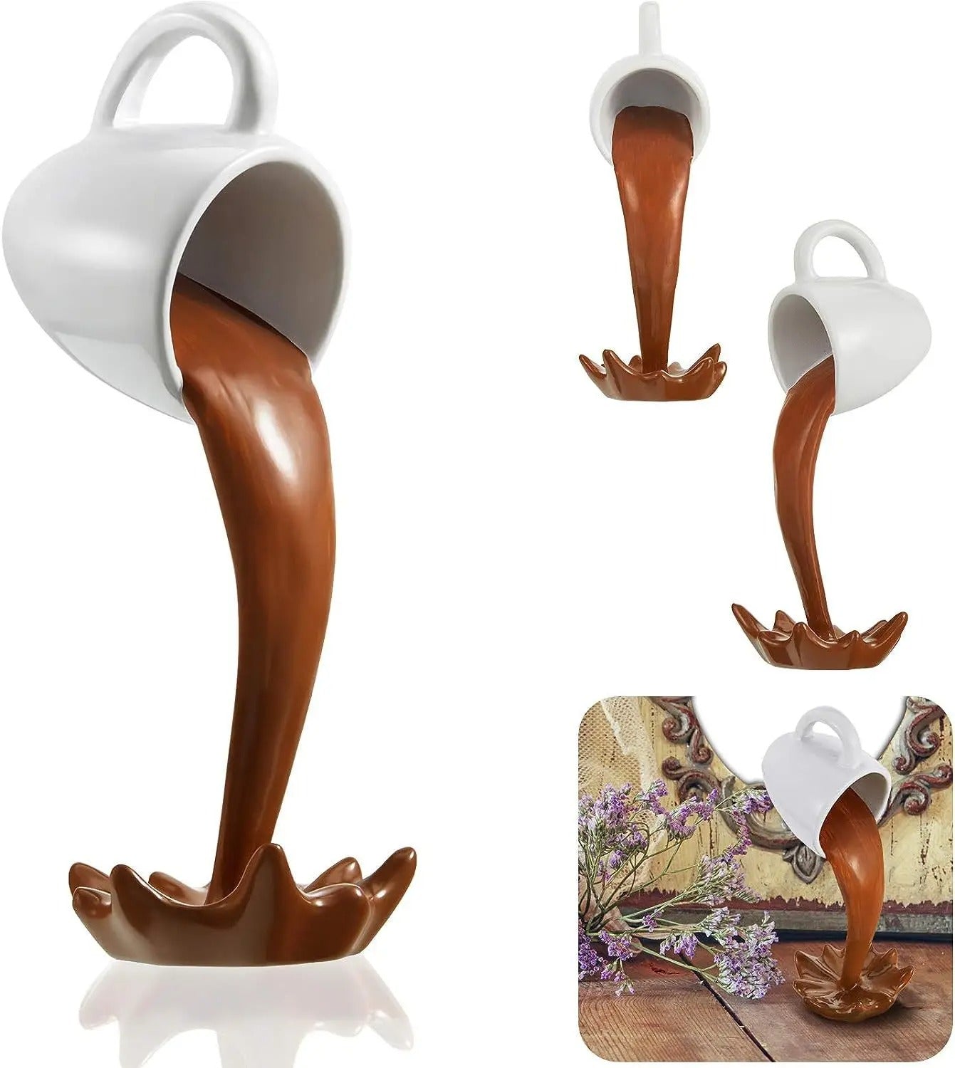 Floating Spilling Coffee Cup Sculpture