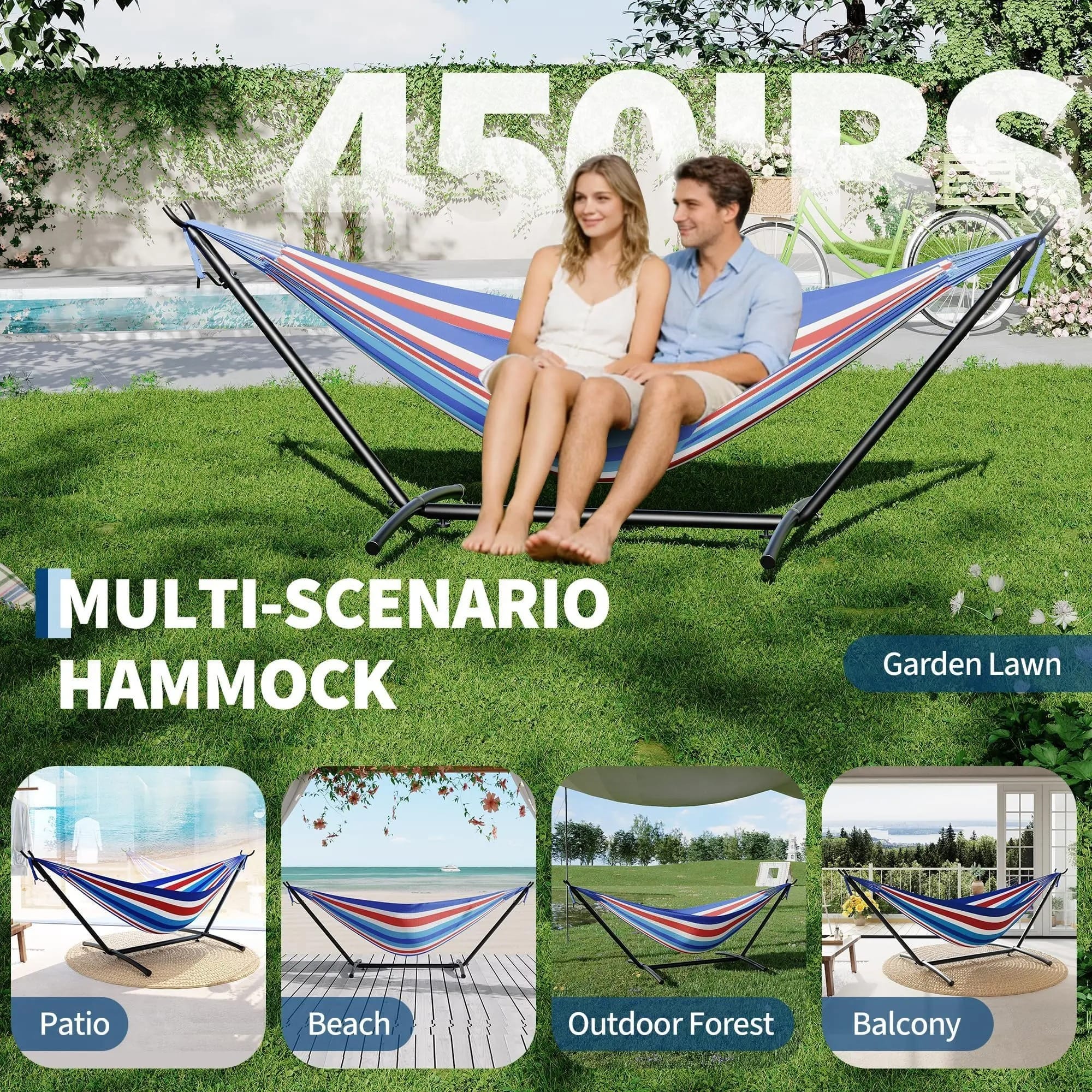 Double Hammock with Stand for 2 Persons – Heavy Duty