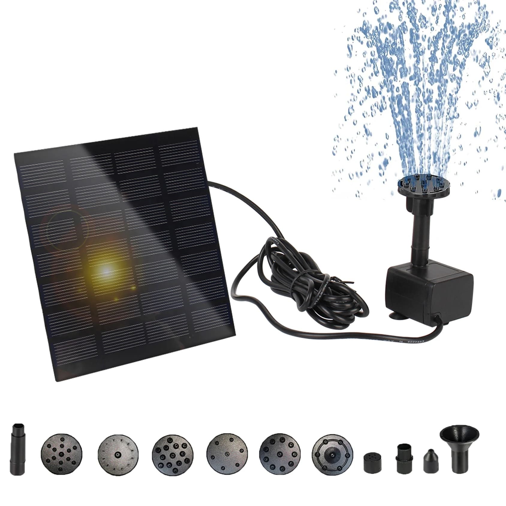 SunFlow Solar Fountain Pump Kit – Multiple Nozzles Outdoor Bird Bath & Garden Water Feature
