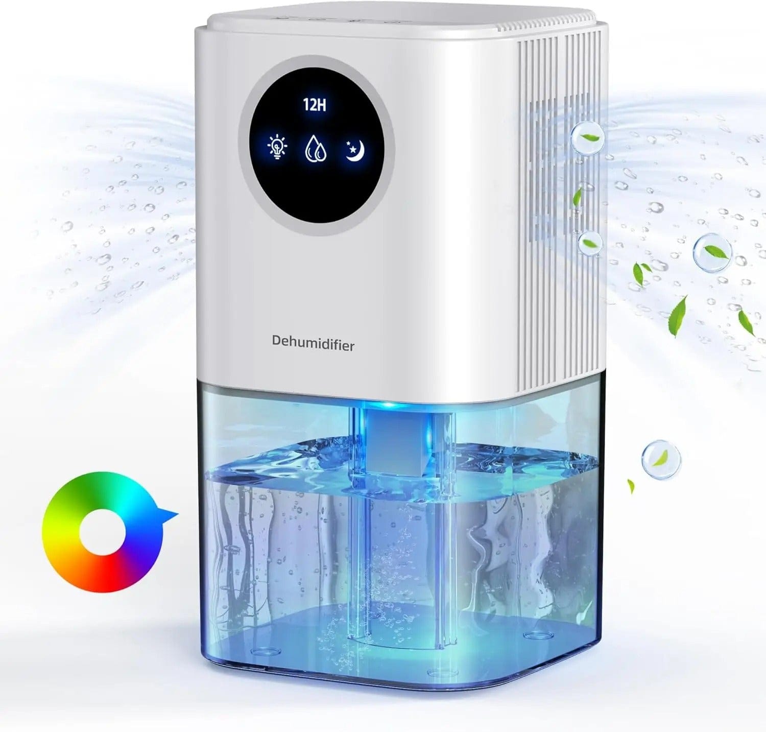 Portable Quiet Dehumidifier with 35oz Tank and Colorful Lights
