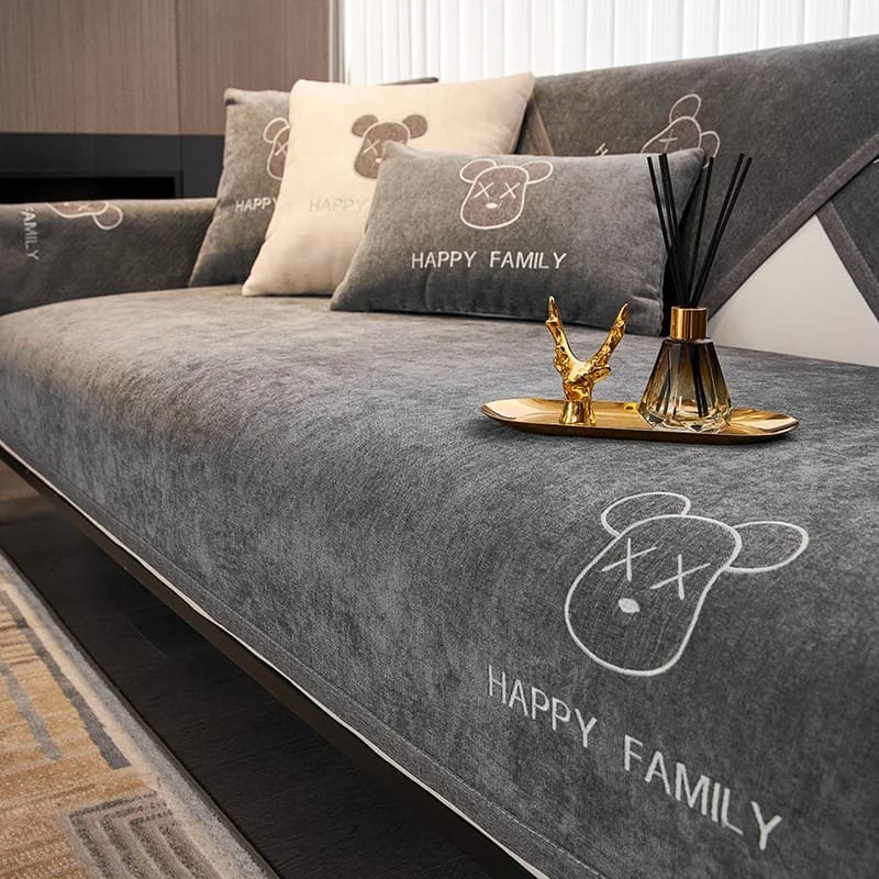 PureLoom Chenille Sofa Cover Non-Slip Solid Colour Couch Protector Modern All-Season Throw