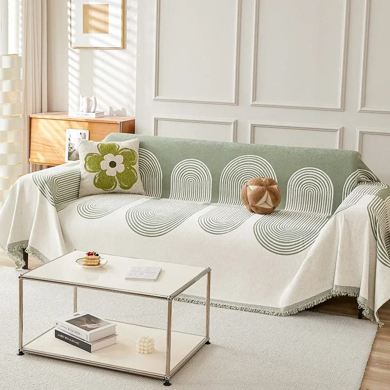 VerdiLoom Thick Chenille Sofa Cover Geometric Cushion Blanket Non-Slip All-Season Couch Throw