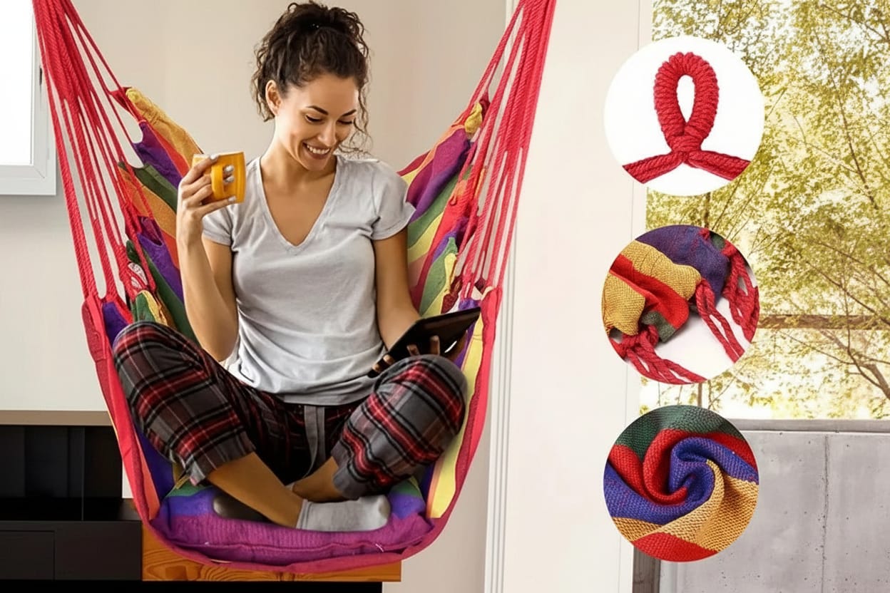 Thick Canvas Hammock with Anti-Rollover Design