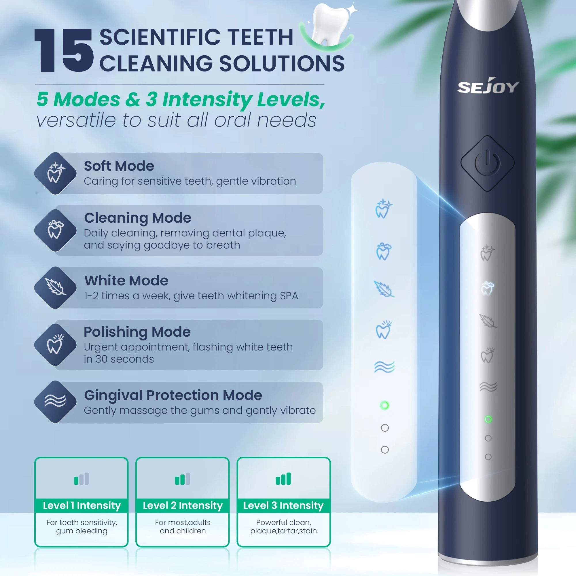 Electric Sonic Toothbrush with 10 Replacement Brush Heads