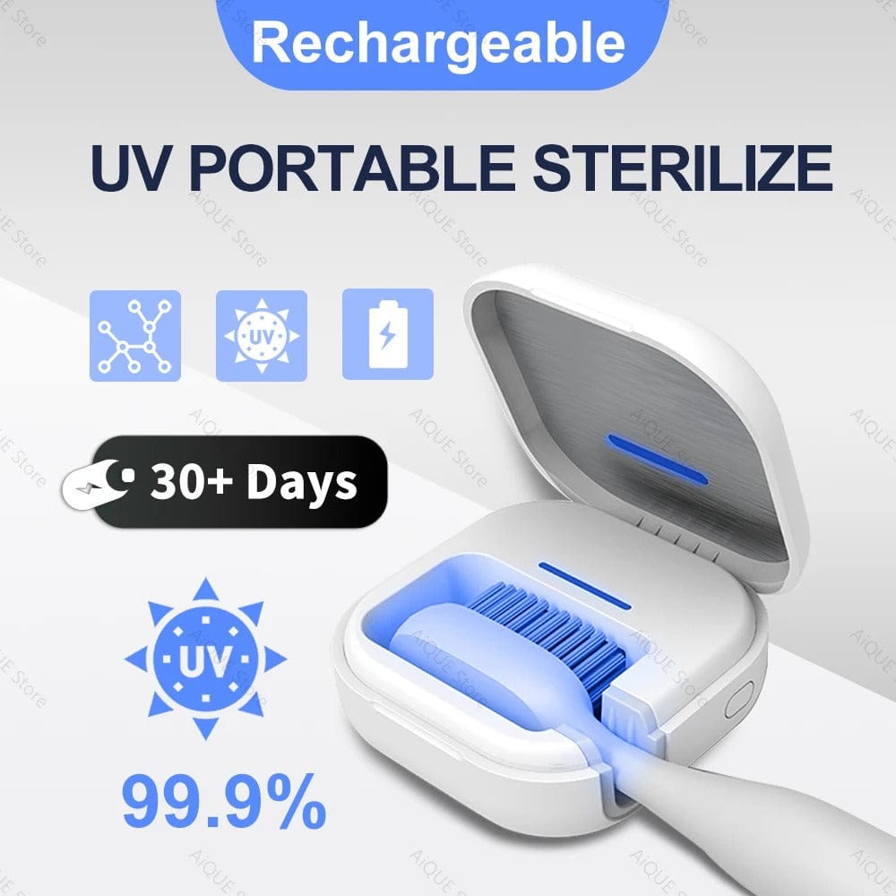 99.99% UV Toothbrush Sterilizer – Mini Portable Rechargeable Case