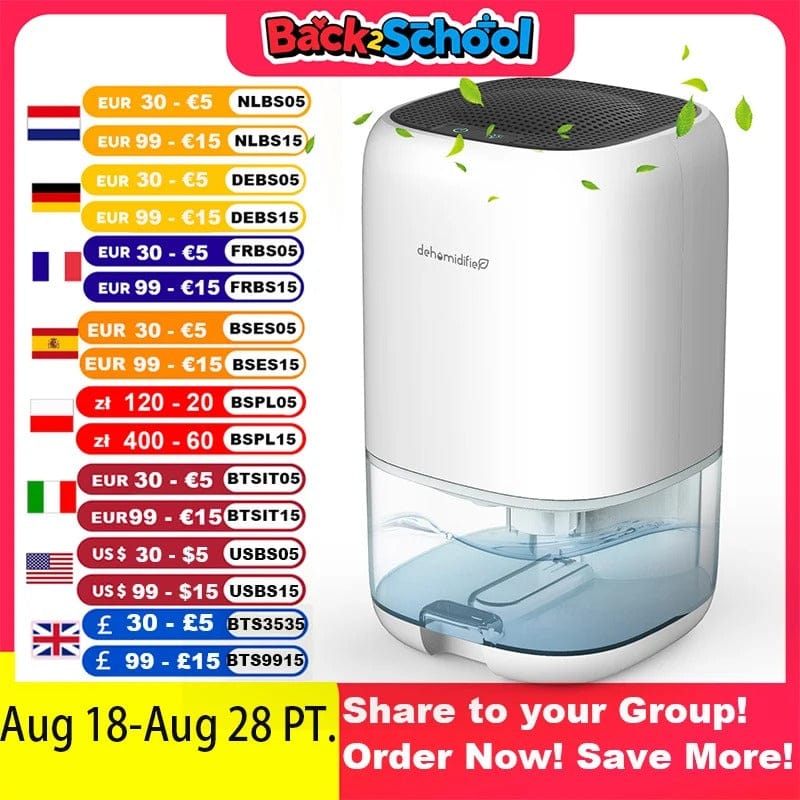 1000ml Ultra Quiet Air Dehumidifier with Filter for Home