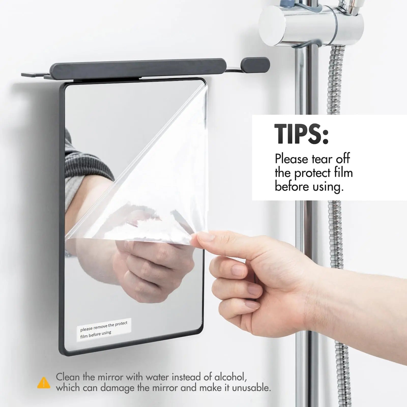 Fogless Shower Mirror with Razor Holder and Suction Mount