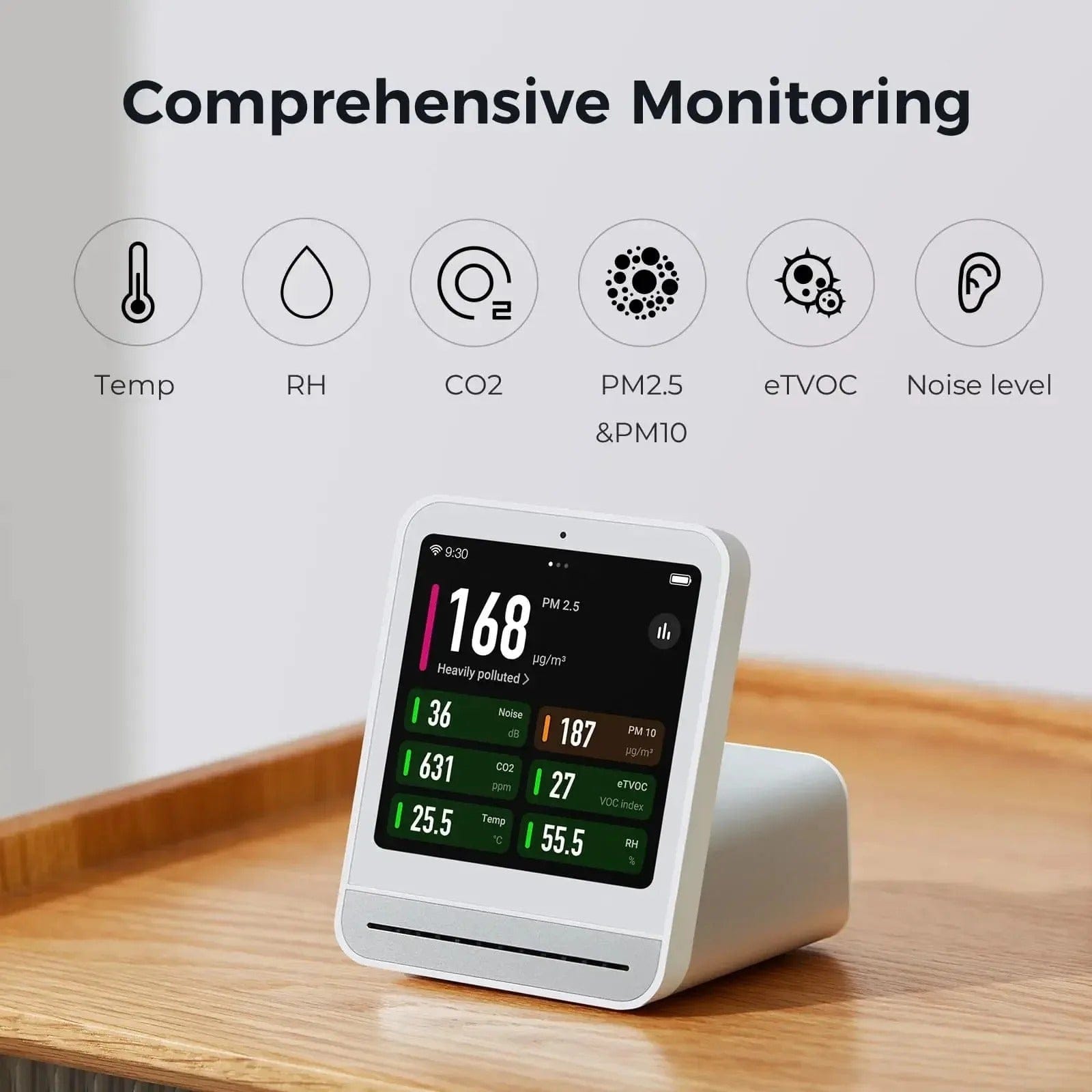 Smart Touchscreen Air Quality Monitor with CO2 Sensor