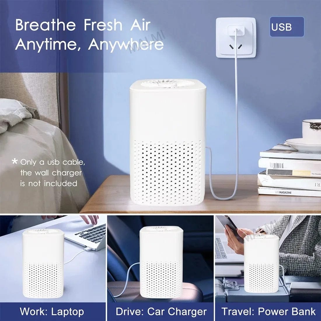 Compact Hepa Air Purifier for Home and Car Use