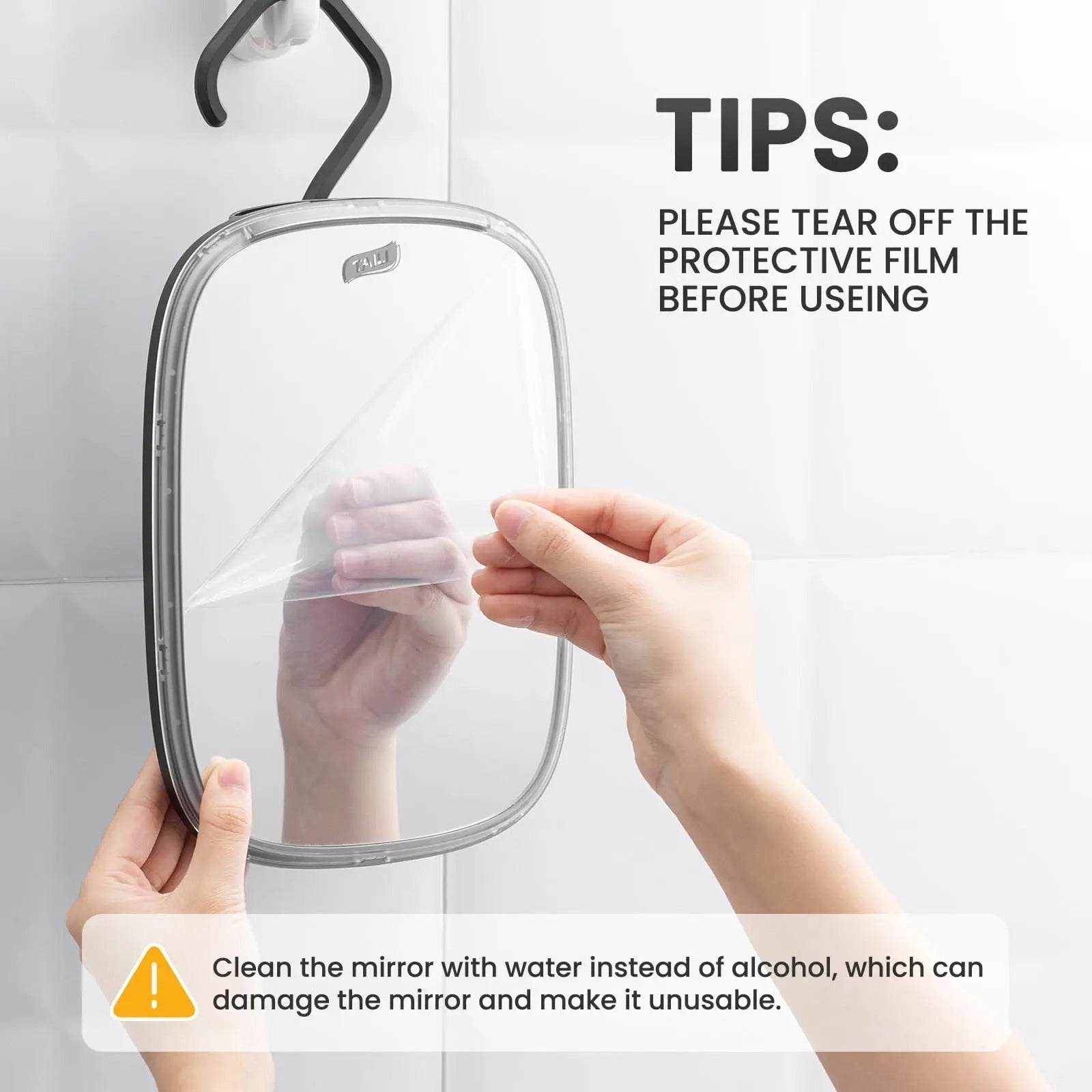 Fog-Free Shower Mirror for Shaving and Travel Use