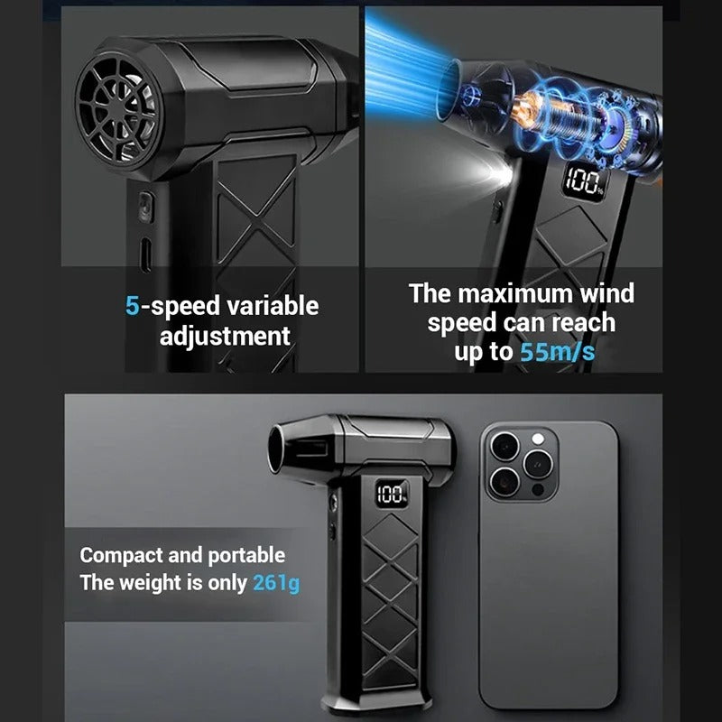 800000RPM Turbo Air Blower Powerful 5-Speed Brushless Handheld Fan
