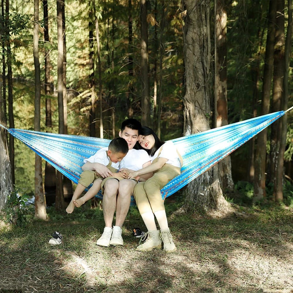 AeroQuick Double Camping Hammock – Portable Parachute Fabric Hammock with Instant Setup for Travel & Garden
