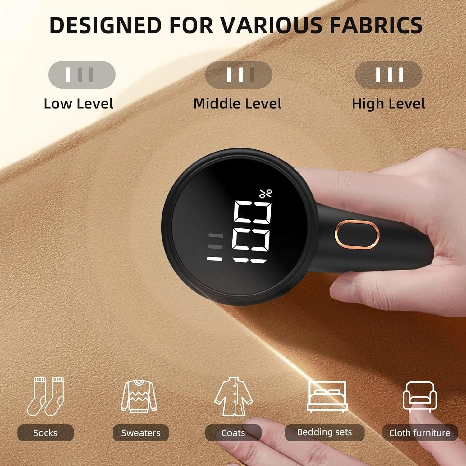 Rechargeable Fabric Shaver 3-Speed Electric Lint Remover with Display