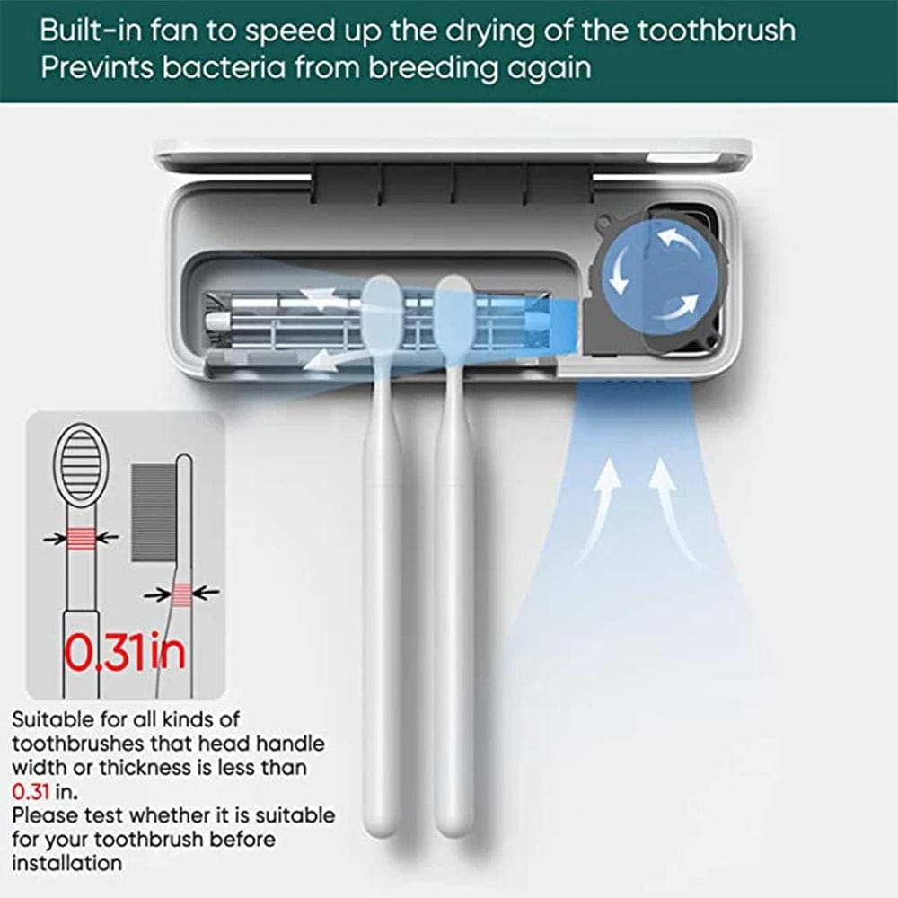 Toothbrush Steriliser – Fast-Drying Wall Mounted LED Holder