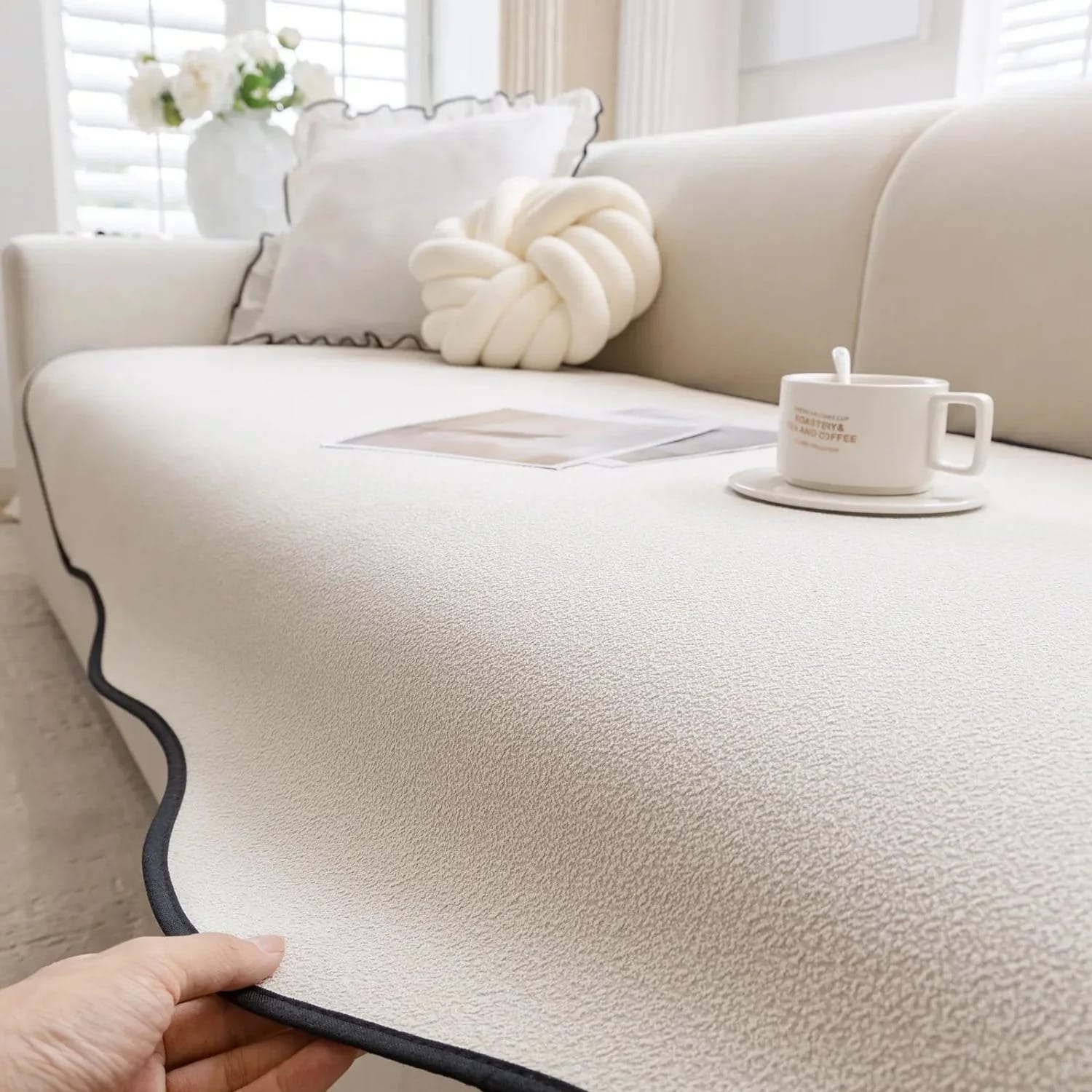 TeddyLoom Chenille Sofa Cover Non-Slip Irregular Cushion Protector Minimalist All-Season Design