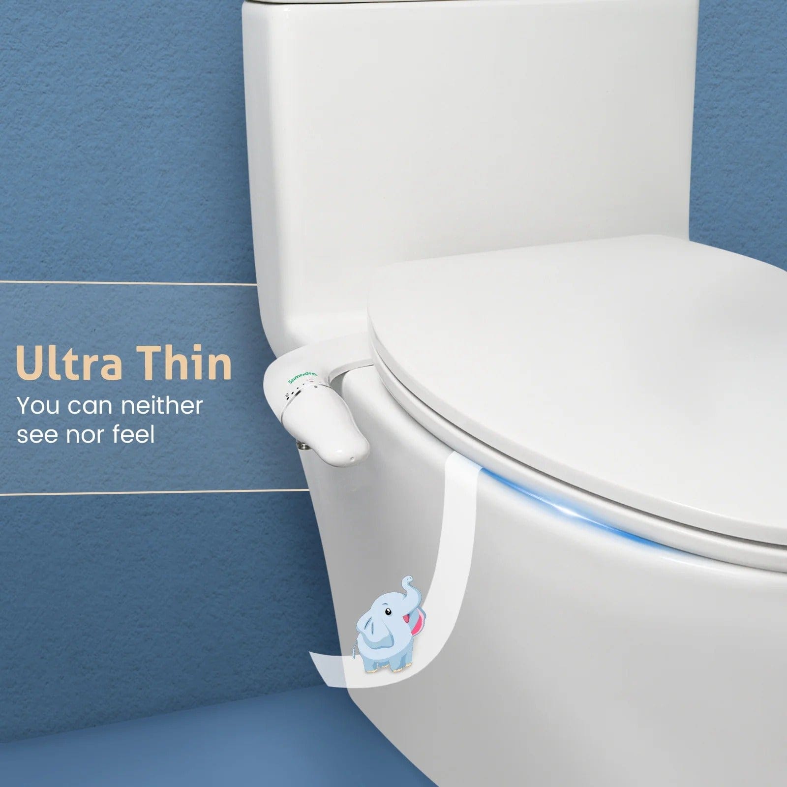 Ultra Slim Toilet Bidet Attachment with Dual Nozzle Control