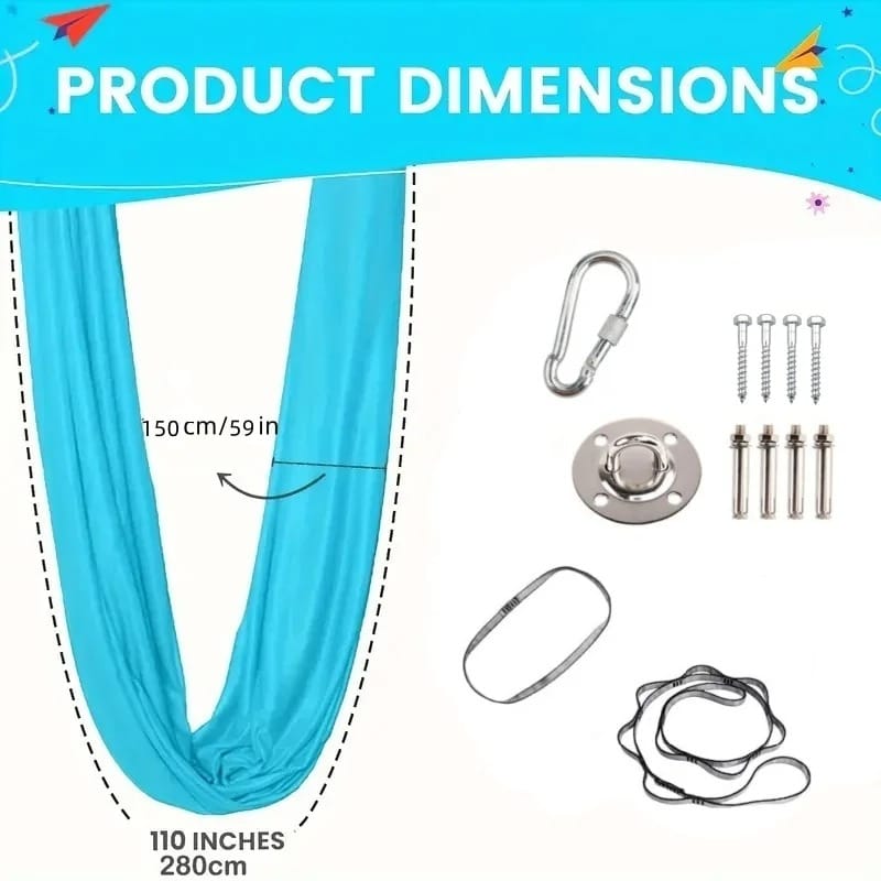 AeroFlex Aerial Yoga Hammock Swing Set – Elastic Fabric Hanging Hammock