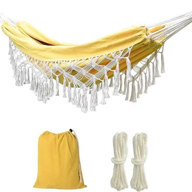Bohemian Anti-Roll Hammock with Wooden Spreader Bars