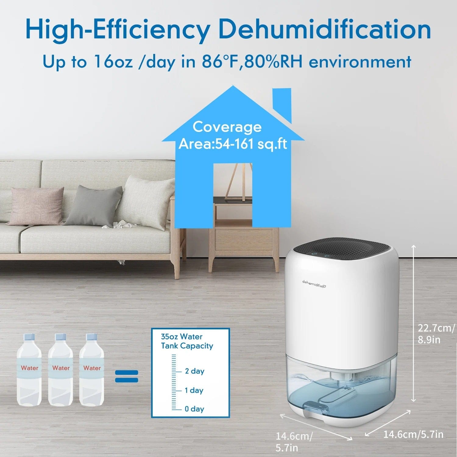 1000ml Ultra Quiet Air Dehumidifier with Filter for Home