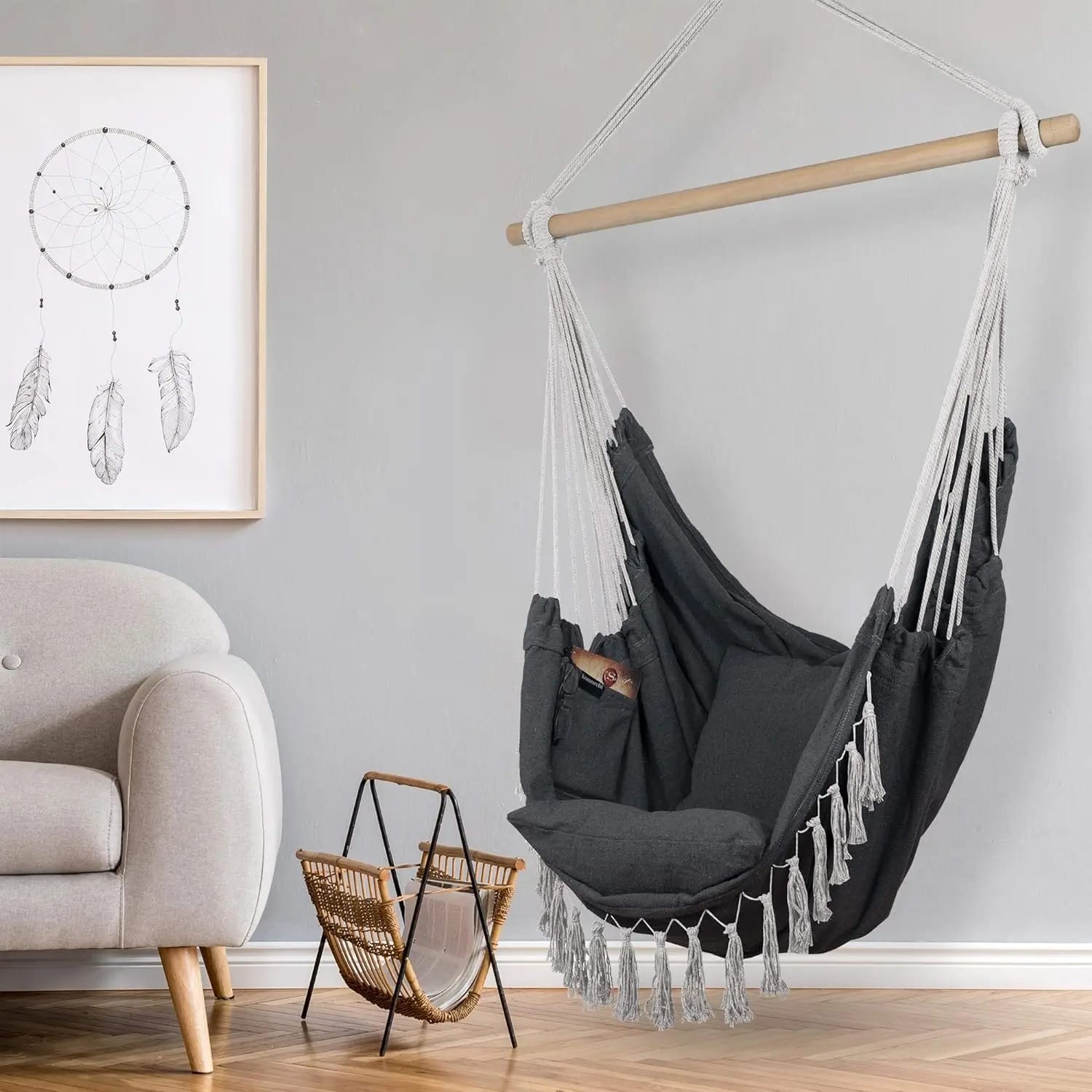 Macramé Hanging Chair with Cushions