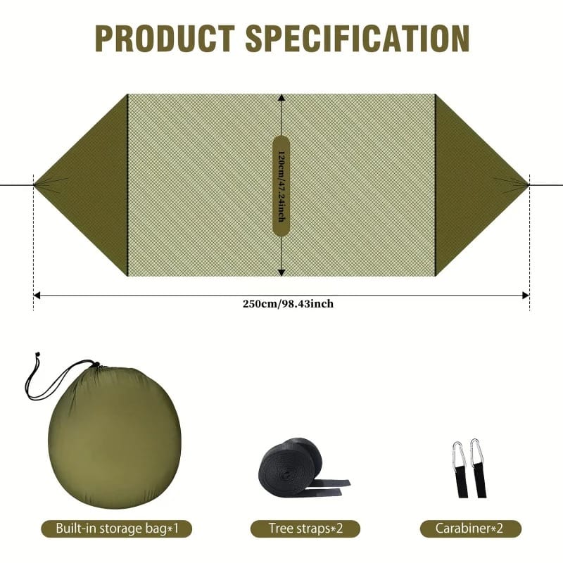 AeroLite 2-in-1 Camping Hammock – Ultralight Parachute Nylon Hammock with Mosquito Net for Outdoor Travel & Garden Use