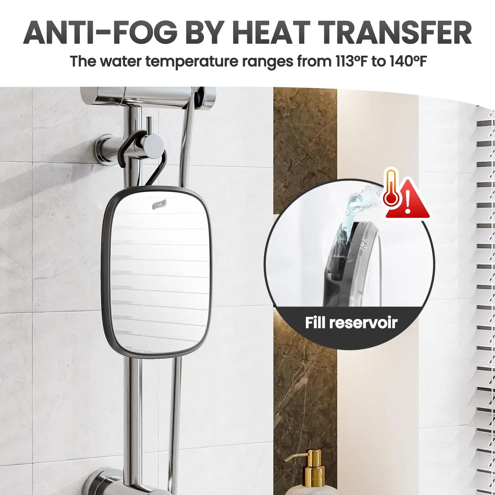 Fog-Free Shower Mirror for Shaving and Travel Use