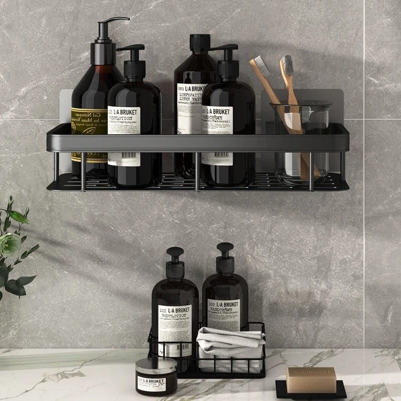 No-Drill Aluminum Shower Corner Shelf Bathroom Organizer Rack