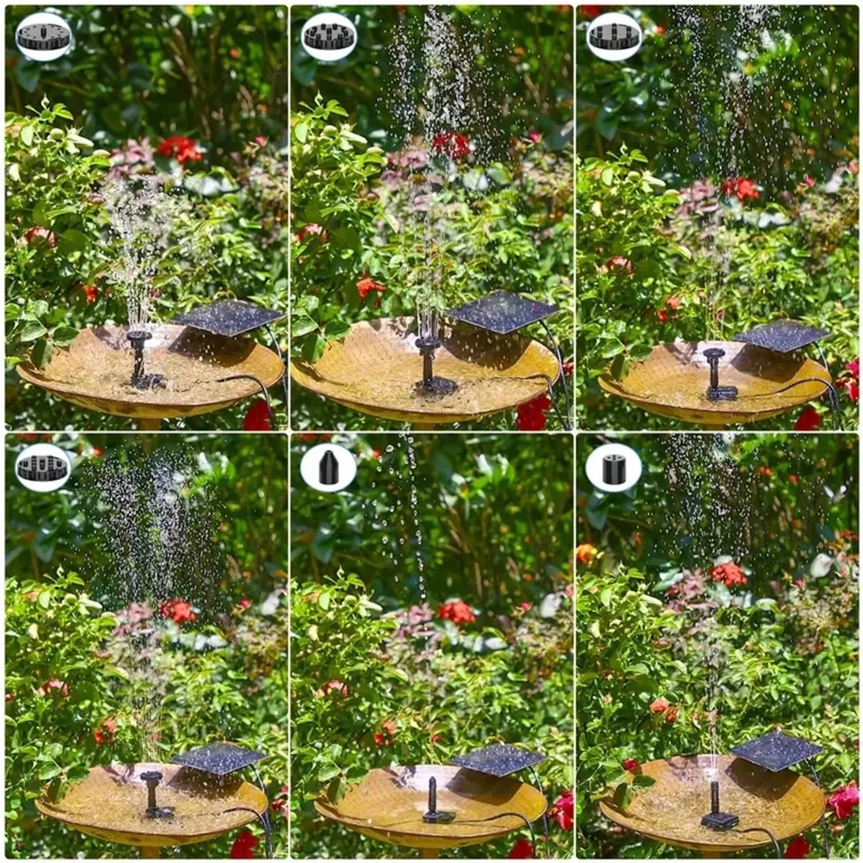 SunFlow Solar Fountain Pump Kit – Multiple Nozzles Outdoor Bird Bath & Garden Water Feature