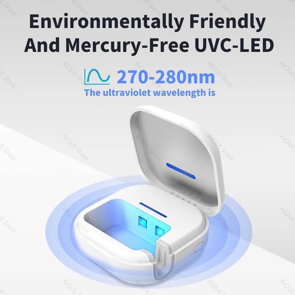 99.99% UV Toothbrush Sterilizer – Mini Portable Rechargeable Case