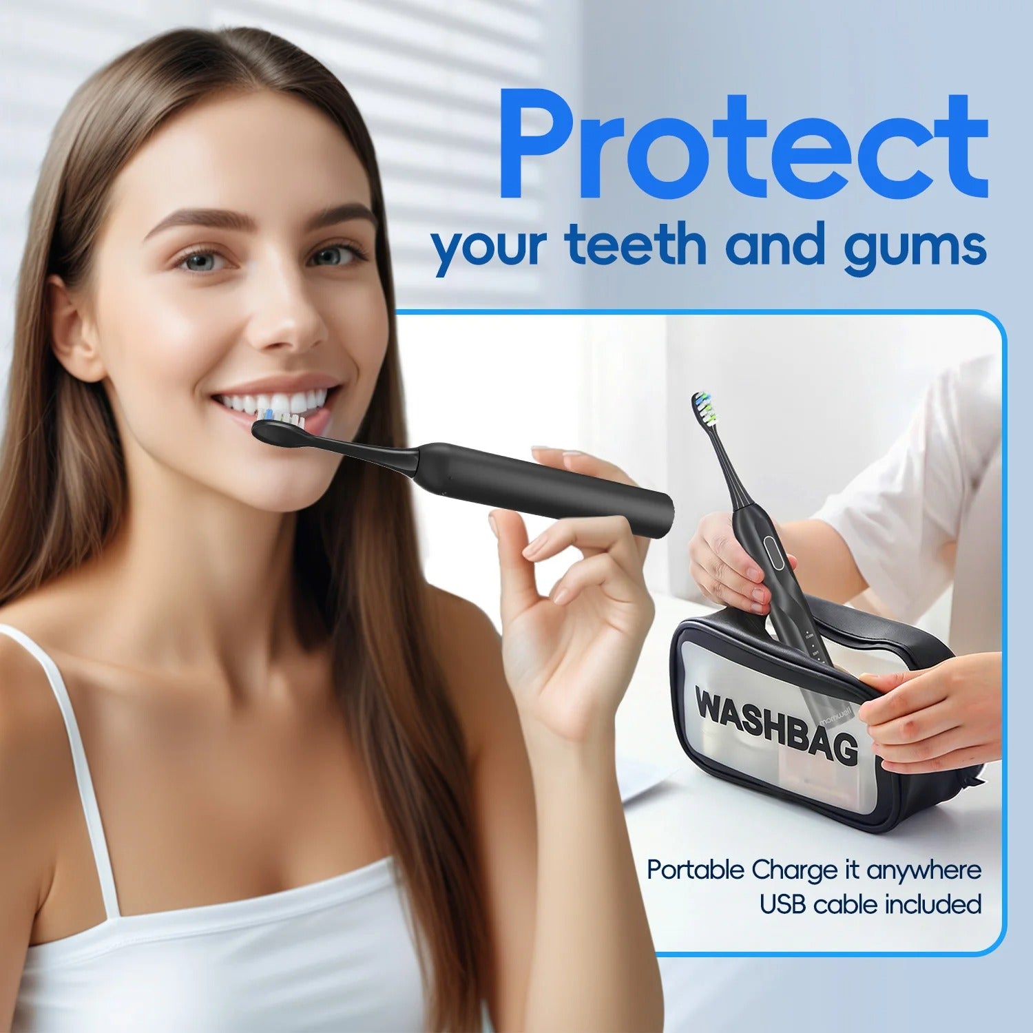 Rechargeable Sonic Electric Toothbrush with 8 Brush Heads