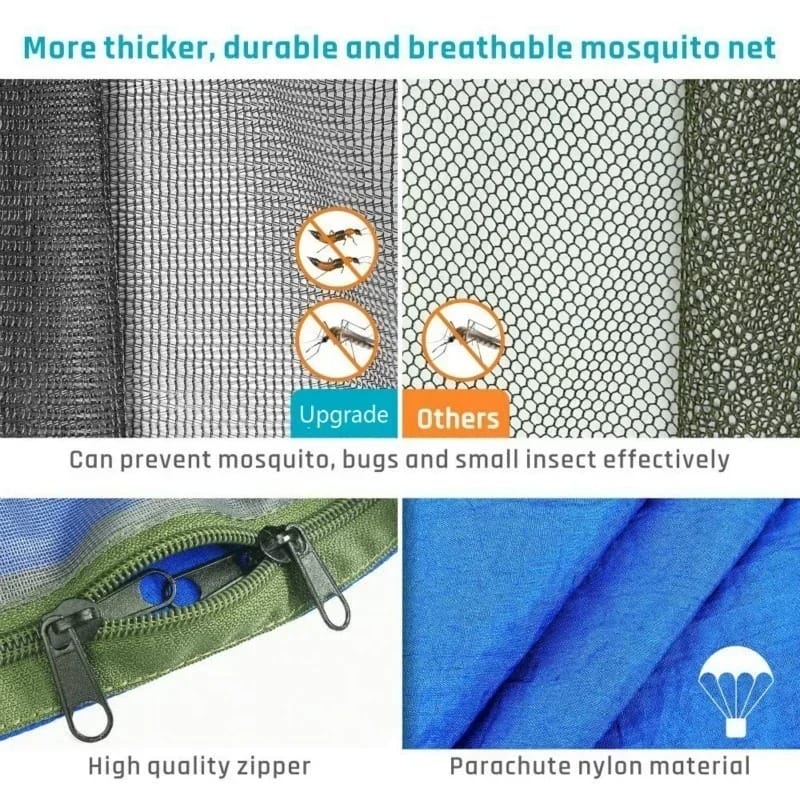 LumiNest Pop-Up Camping Hammock – Lightweight Parachute Hammock with Mosquito Net & Built-In Light