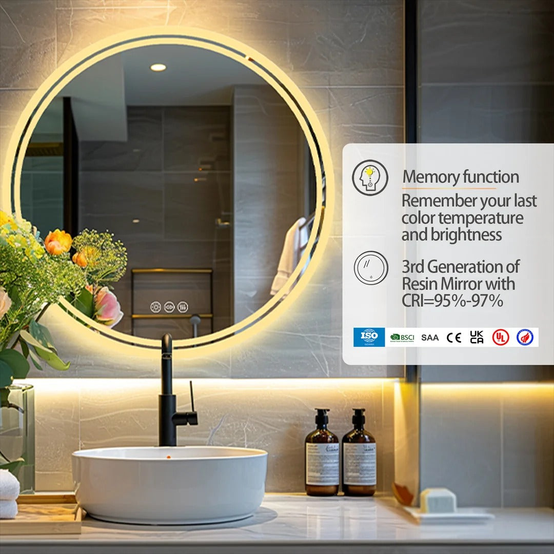 Round LED Smart Bathroom Mirror