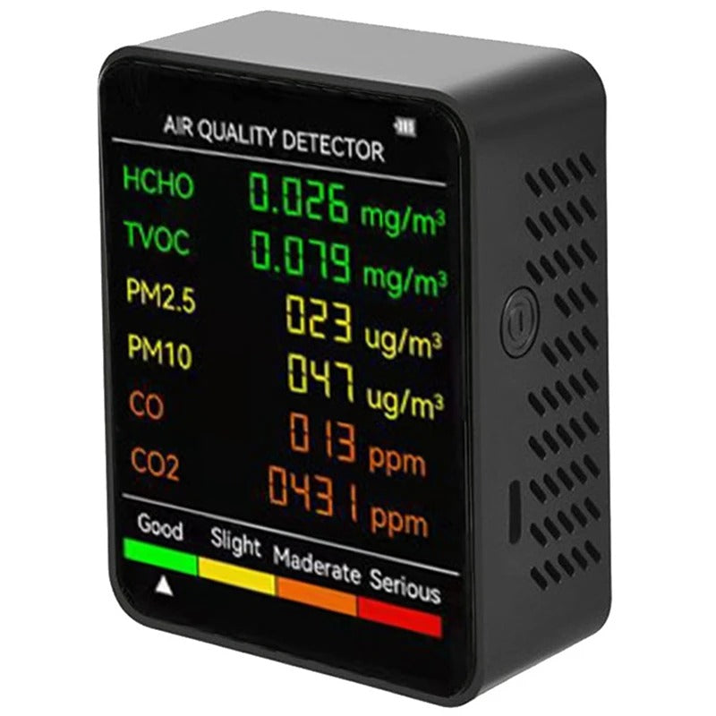 6-in-1 Air Quality Monitor for CO₂, CO, HCHO, TVOC Detection