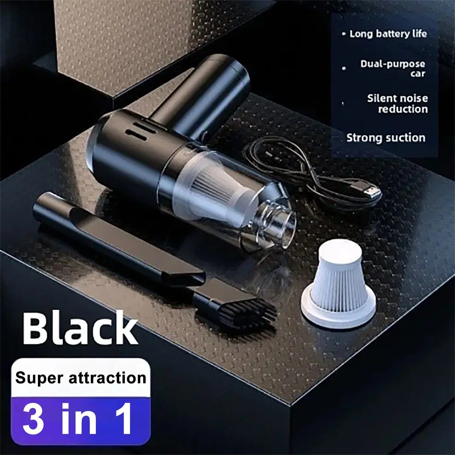 Wireless High-Power Car Vacuum Cleaner – 69000Pa Cordless Portable