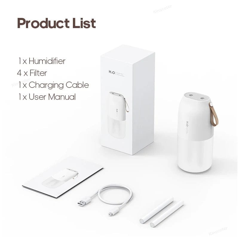 Portable Dual Jet Ultrasonic Air Humidifier 300ml Cool Mist