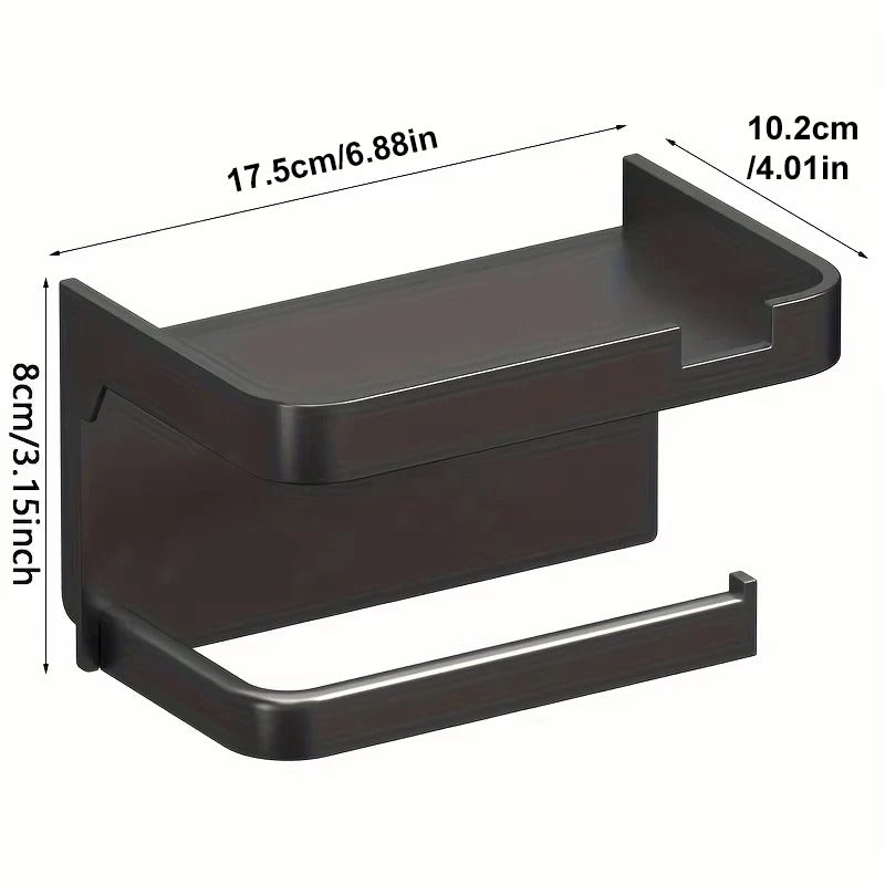 SpaceSaver Toilet Paper Holder with Perforated Storage Rack