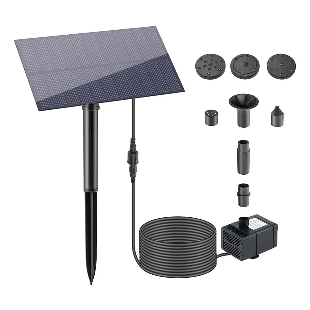 AquaPro Solar Fountain Pump with 3m Cable & 6 Nozzles