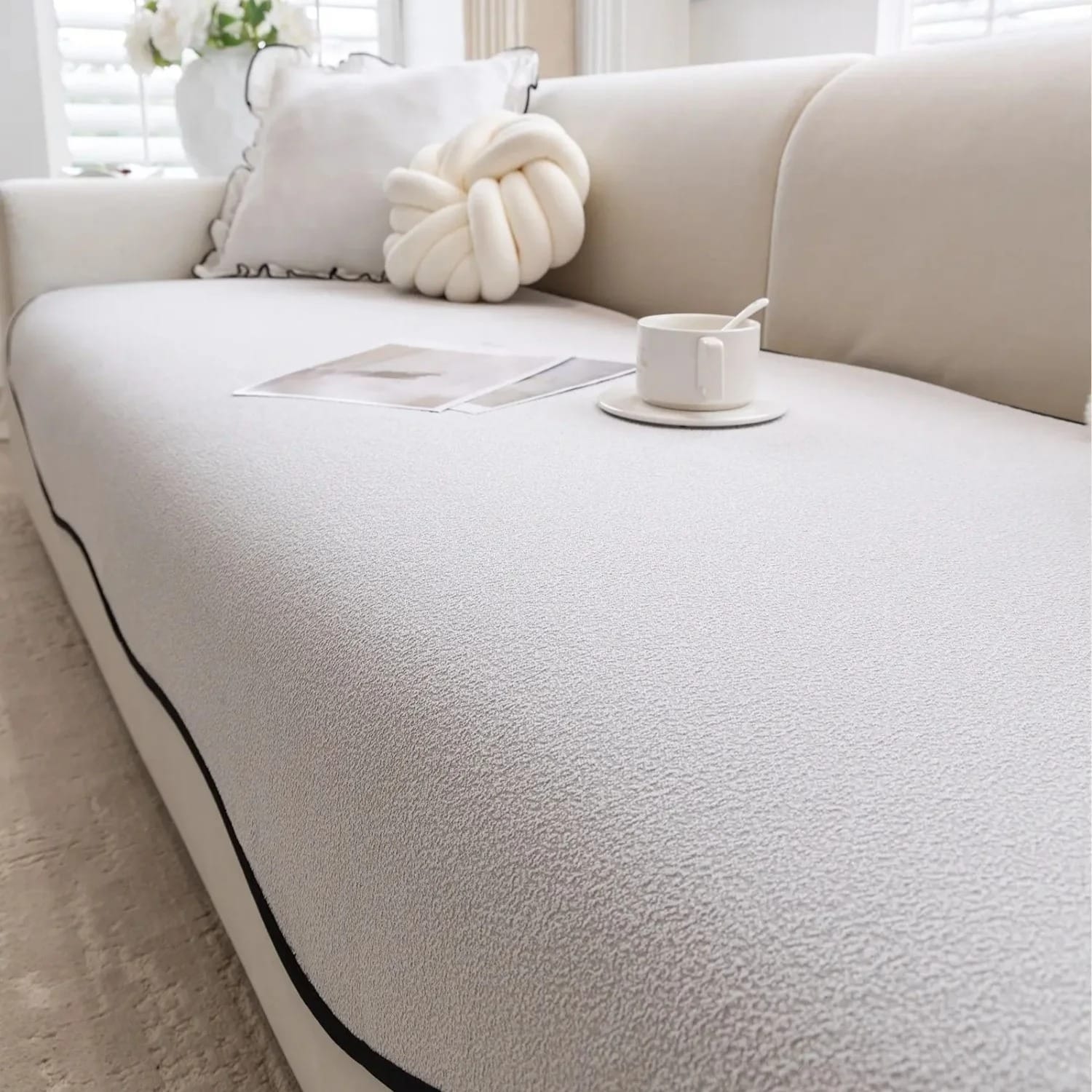 TeddyLoom Chenille Sofa Cover Non-Slip Irregular Cushion Protector Minimalist All-Season Design