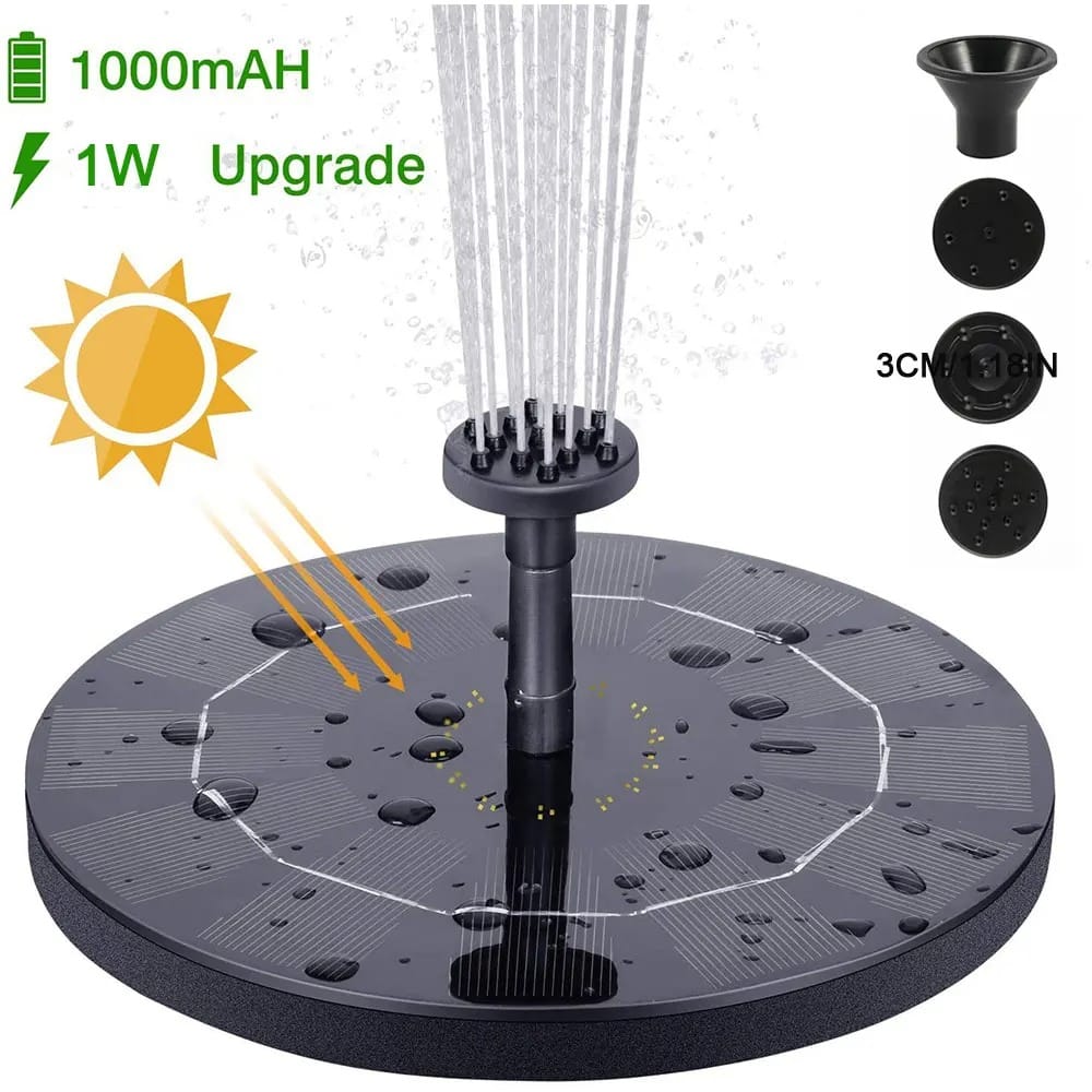 VivaFlow Solar Fountain Pump 1W/2.5W – Colour Floating Bird Bath & Garden Water Feature