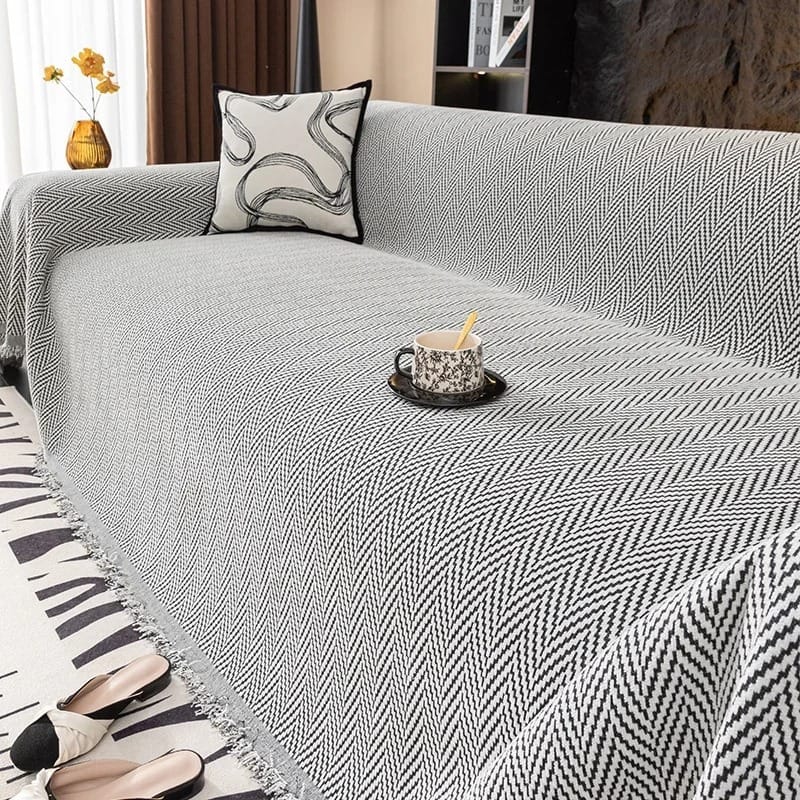 NordLoom Chenille Sofa Cover Non-Slip Nordic Throw Blanket Pet & Kid Friendly All-Season Protector