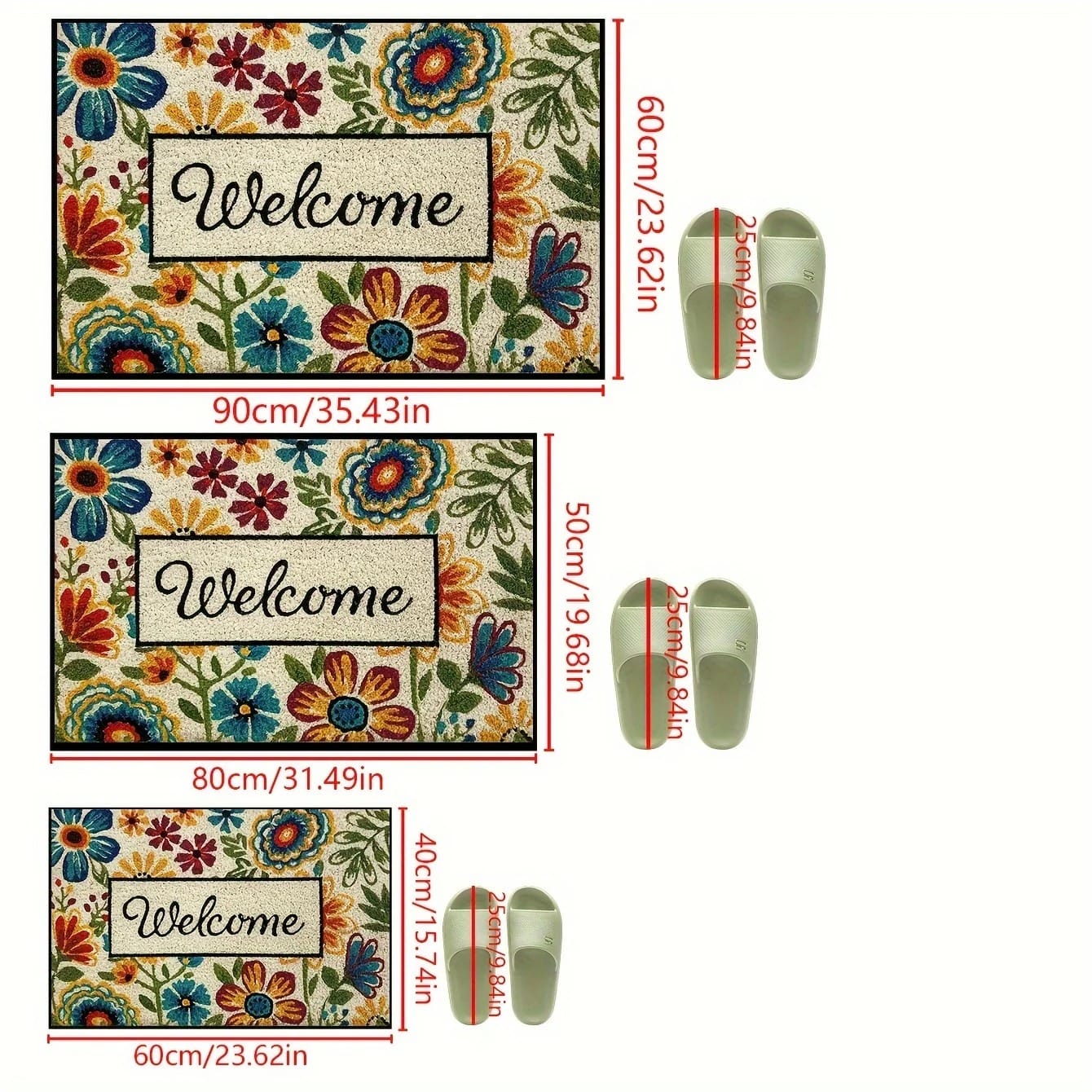 Bright Floral Doormat & Area Rug – Colourful Flower Carpet for Entrance, Living Room, Bedroom & Outdoor Use